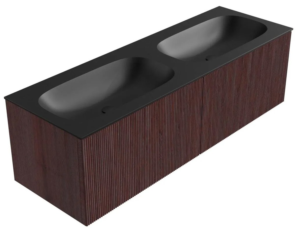 Mondiaz Kurve 140cm badmeubel ruby met 2 lades en wastafel big small dubbel zonder kraangat urban