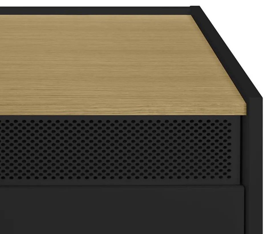 TemaHome Radio Zwart Tv-meubel Met Eiken Blad - 160x43x60cm.