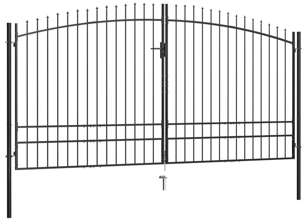 vidaXL Hekpoort dubbele deur met speren bovenkant 400x248 cm