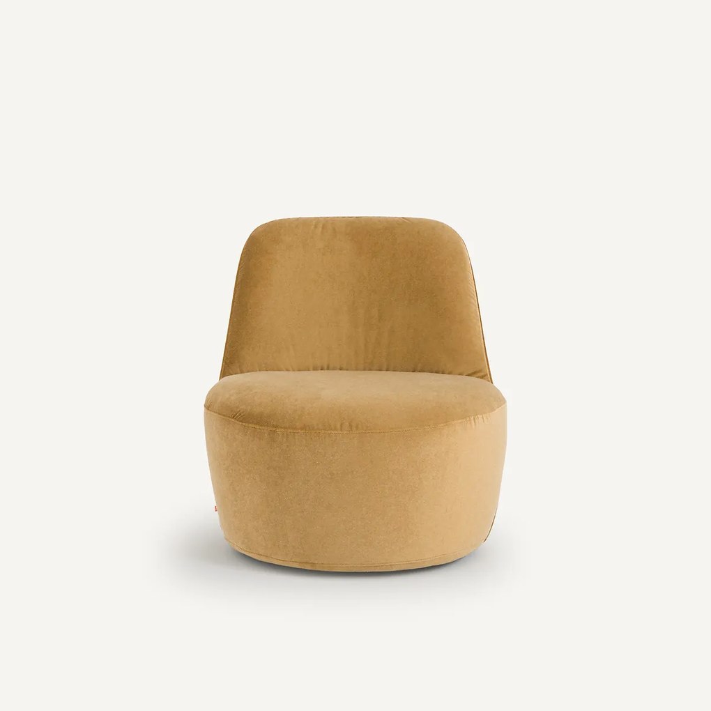 Draaifauteuil van linnenfluweel, Rosebury, ontwerp Emmanuel Gallina