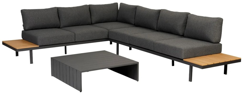 Exotan Hoek Loungeset - Bari - Antraciet - Aluminium - Polywood - Exotan