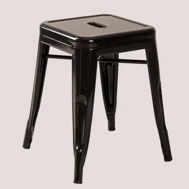Set Van 4 Stapelbare Lage Krukken 45 Cm In Staal Lix Zwart - Sklum