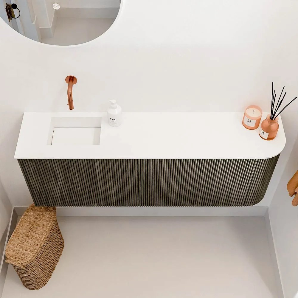 Mondiaz Joya 110cm toiletmeubel ronding rechts shadow met wastafel faye links zonder kraangat talc