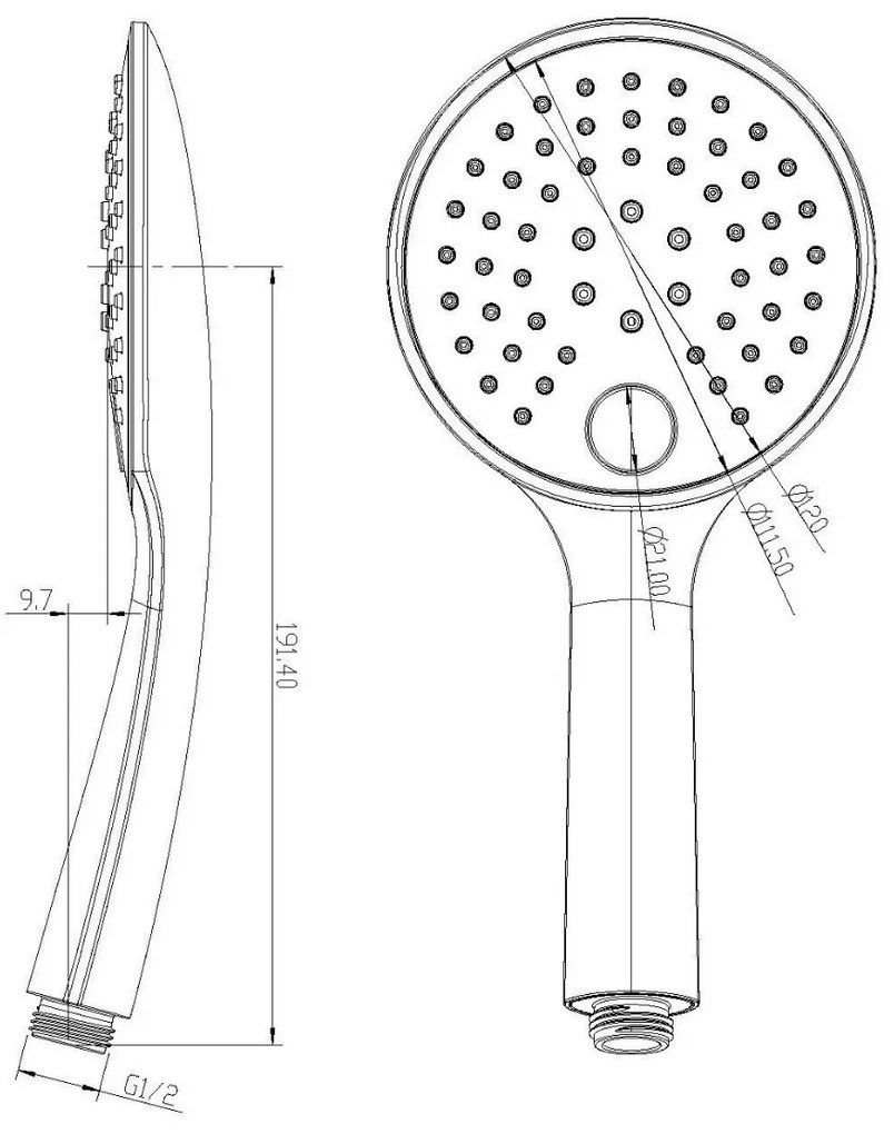 Mueller Round handdouche met 3 standen RVS