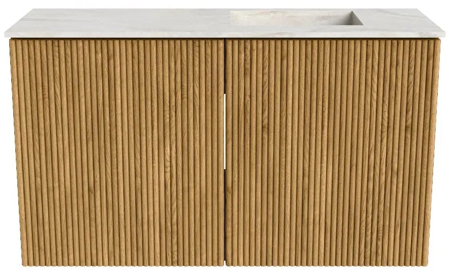 Mondiaz Joya DLux 70cm toiletmeubel oak met wastafel faye rechts 1 kraangat ostra