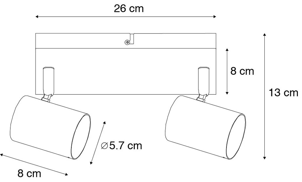 Smart plafondlamp met dimmer zwart rechthoekig incl. 2 Wifi GU10 - Jeana Modern GU10 Binnenverlichting Lamp