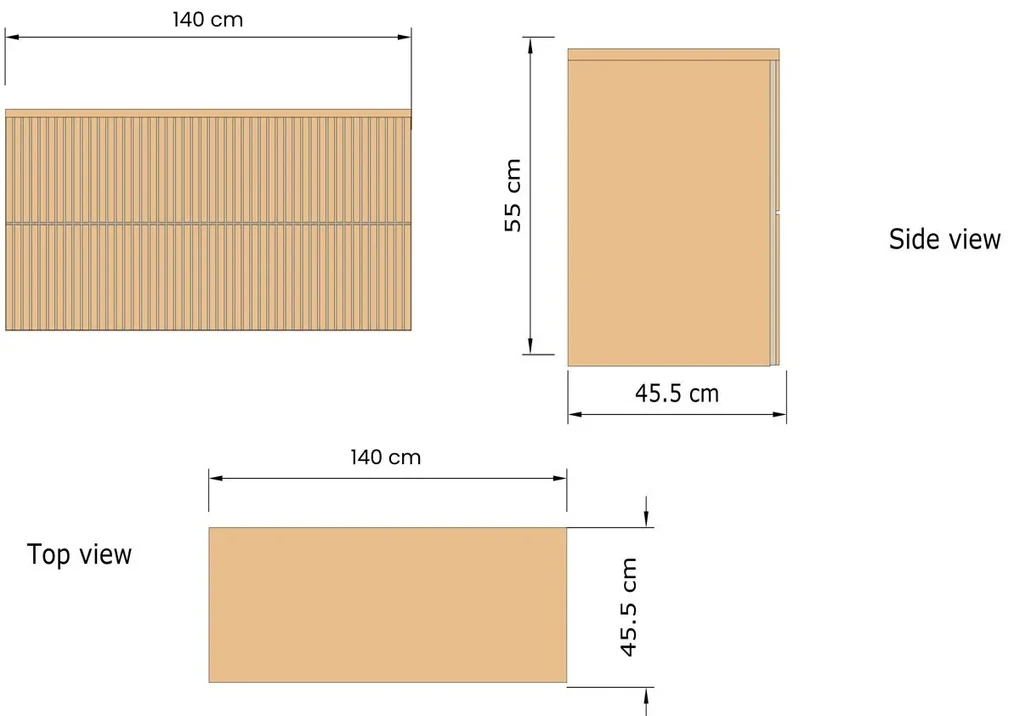 Gliss Design Hybris badkamermeubel met ribbelfront en wit glans toppaneel 140cm pure