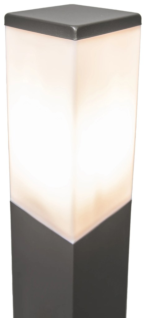 Moderne buitenlamp paal donkergrijs met opaal 80 cm IP44 - Malios