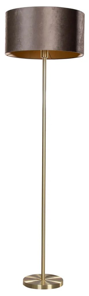 Vloerlamp messing met velours kap bruin 50cm - Simplo