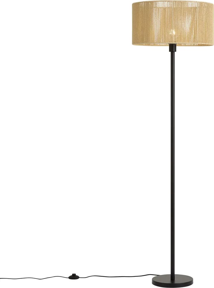 Vloerlamp zwart met beige papieren kap 50/50/25 - Simplo
