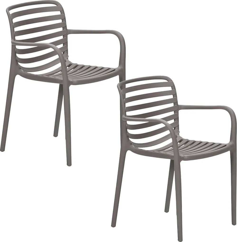 Garden Impressions Mees tuinstoel taupe - 2 stuks