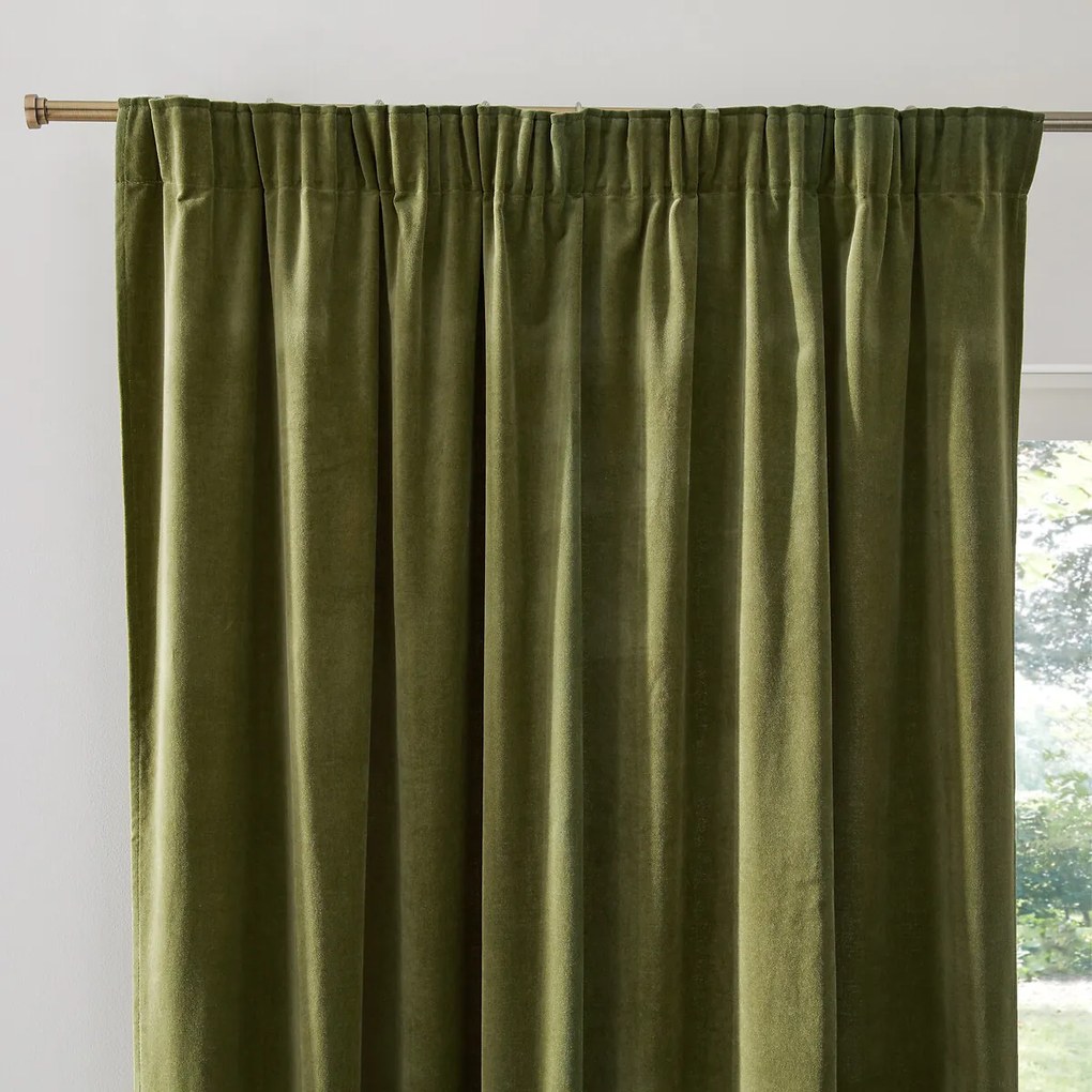 Fluwelen gordijn, met aangerimpelde bies en golf, VELVET