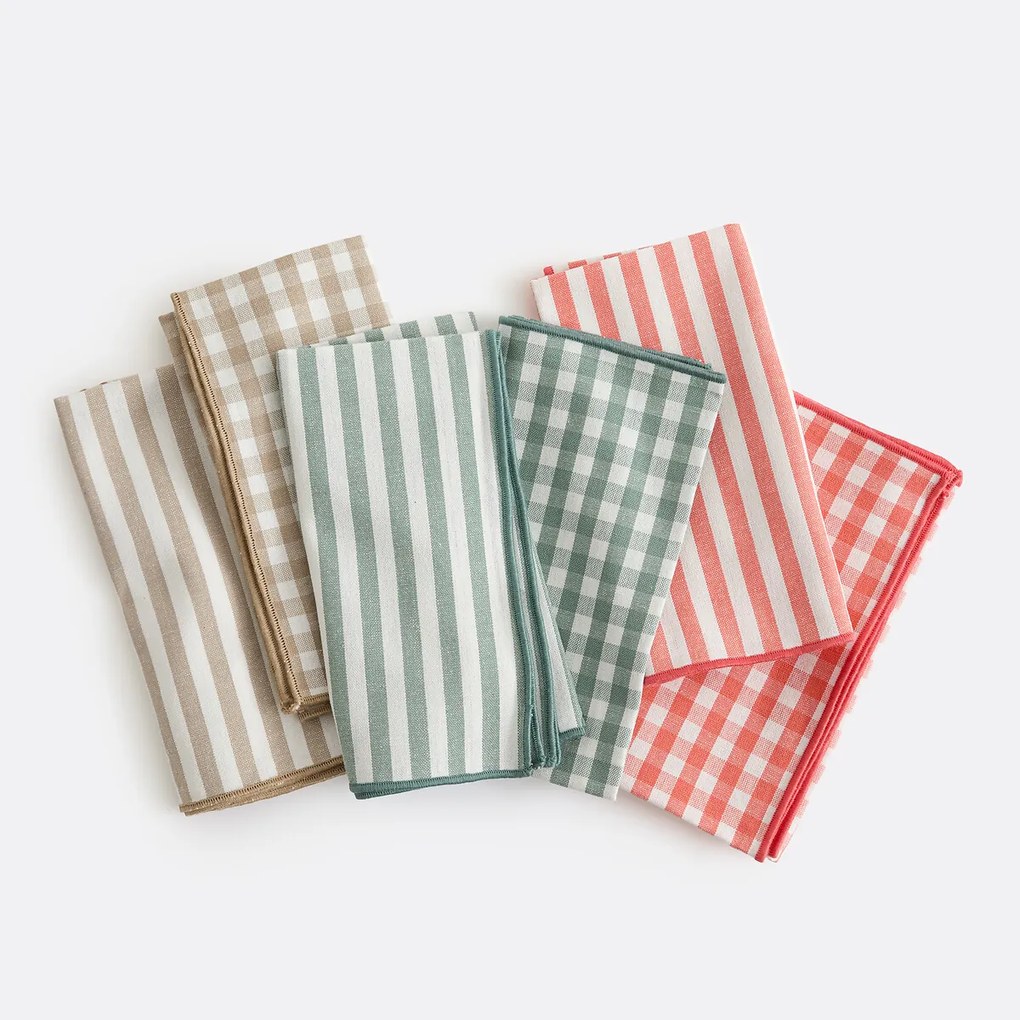 Set van 4 servetten, 30% gerecycled katoen, geweven-geverfd, SOIZIC