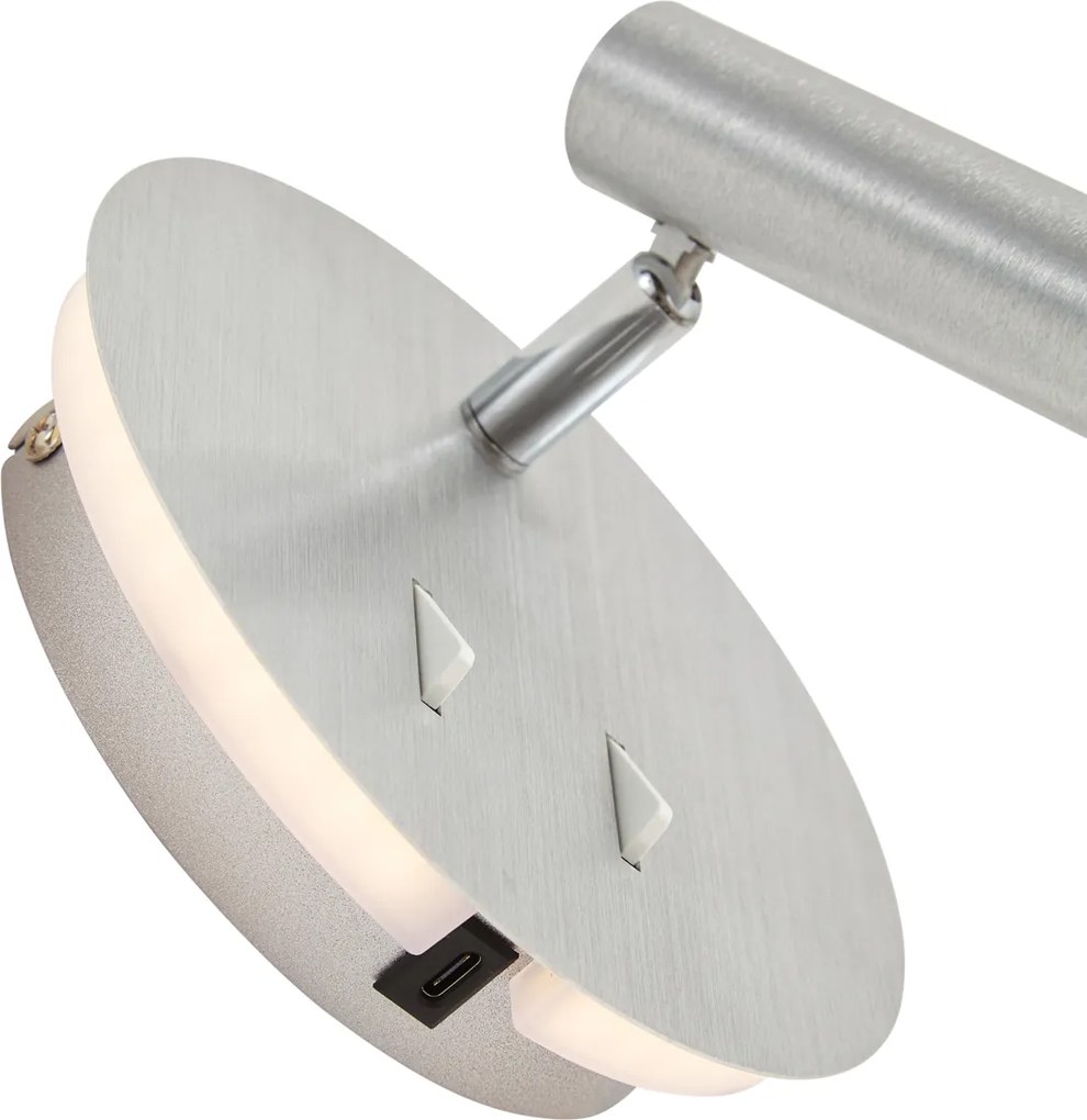 Moderne wandlamp staal incl. LED met USB-C - Croft