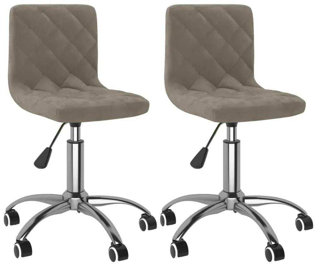 vidaXL Eetkamerstoelen draaibaar 2 st fluweel lichtgrijs
