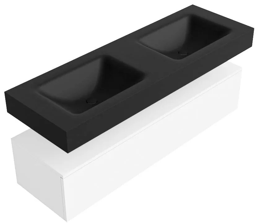 Zaro Alan badmeubel 140cm talc 1 lade met vrijhangende wastafel cloud dubbel zonder kraangat urban