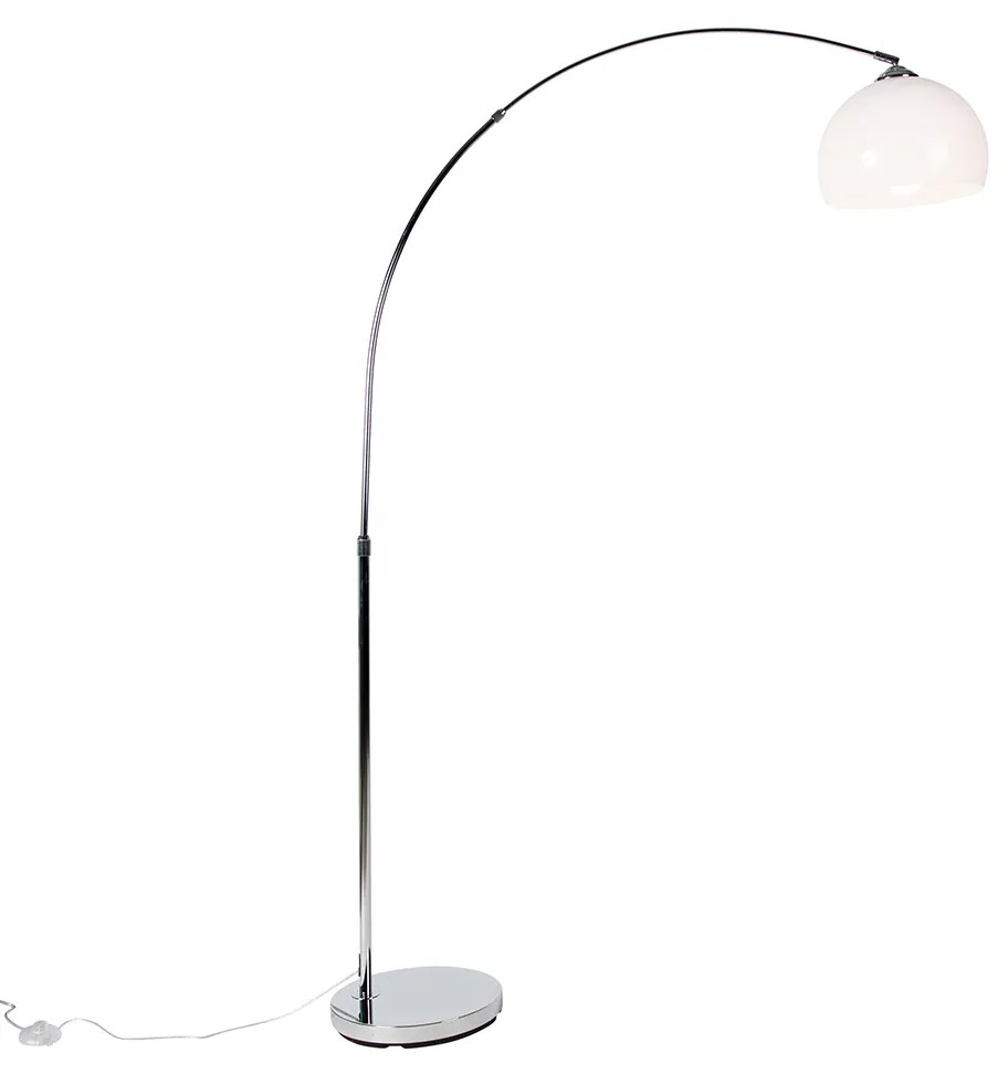 Smart booglamp chroom met witte kap incl. Wifi A60 - Arc Basic Modern, Design, Retro E27 rond Binnenverlichting Lamp