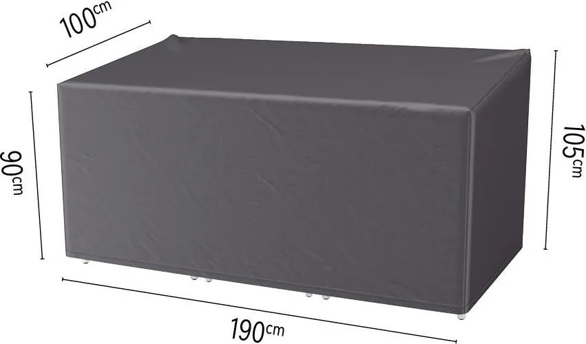 Platinum Aerocover loungestoel met hocker hoes L190 x B100 x H105/90 cm - Antraciete rechthoekige ademende loungestoelhoes