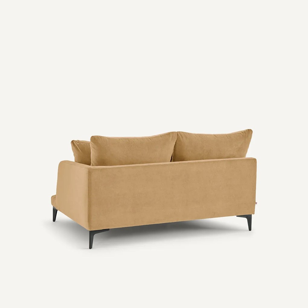 Halve bank in stone-kleurig fluweel, 2-zit, MODERNISTE