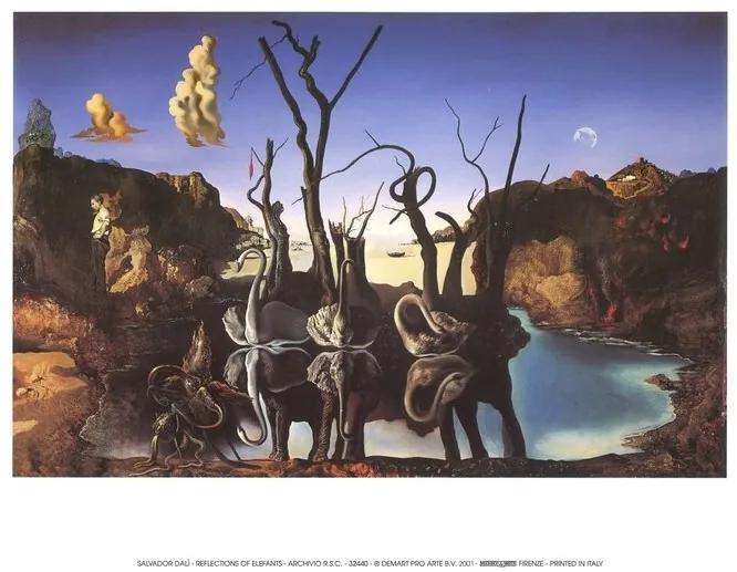 Swans Reflecting Elephants, 1937 Kunstdruk, Salvador Dalí, (30 x 24 cm)