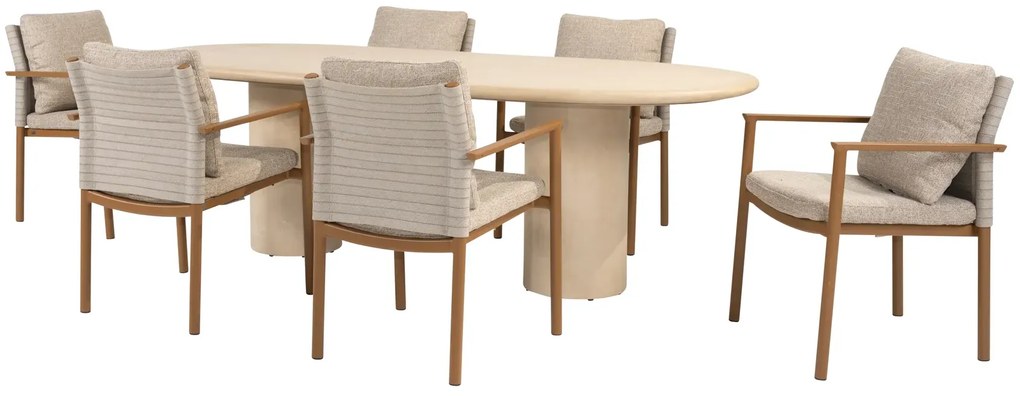 4 Seasons Outdoor Safina tuinset amber met Hampton tafel met blad 240 x 105 cm Tuinset beige weerbestendig