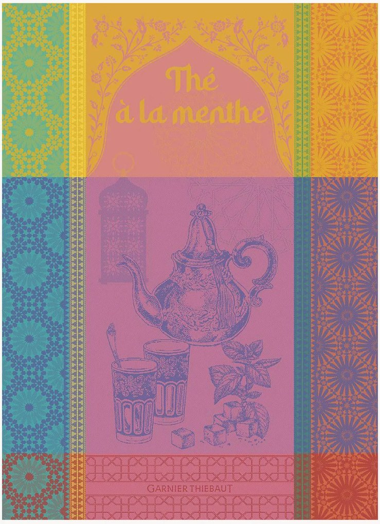 Jacquard theedoeken The Menthe Rose, 4-delig