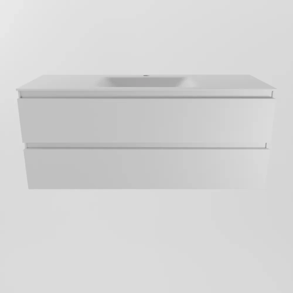 Mondiaz Aivy badmeubel 120cm talc met wastafel solid surface talc midden 1 kraangat en spiegel