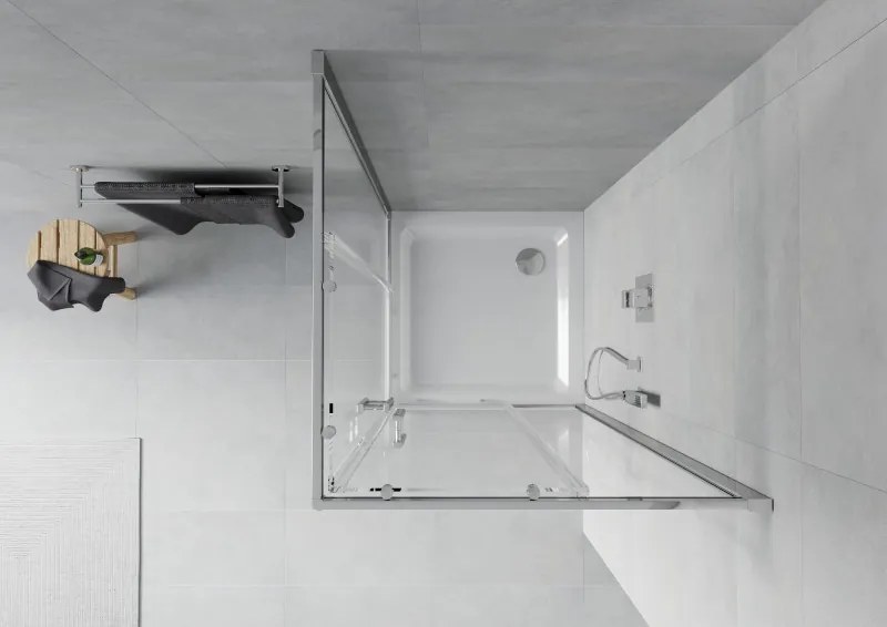 Mexen Rio vierkante douchecabine 80 x 80 cm, transparant, chroom + Flat douchebak, wit - 860-080-080-01-00-4010