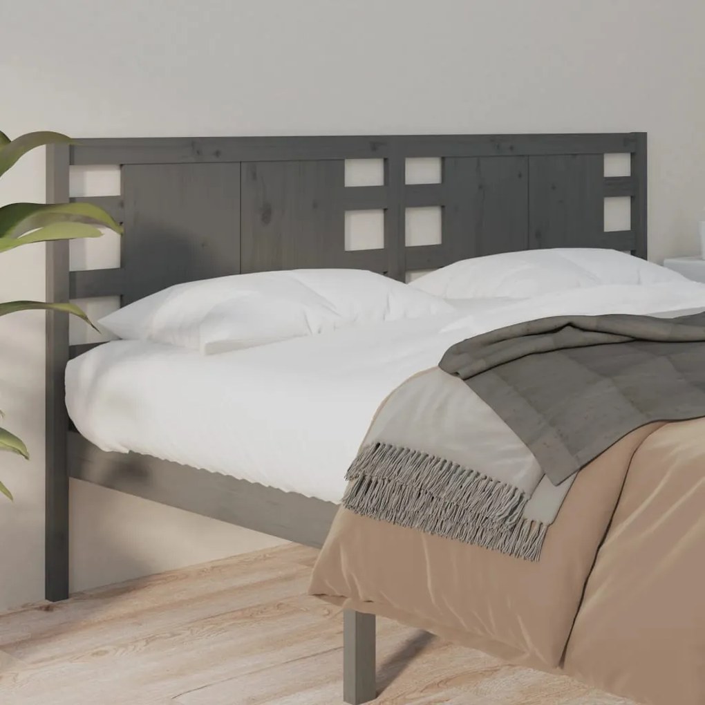 vidaXL Hoofdbord 141x4x100 cm massief grenenhout grijs