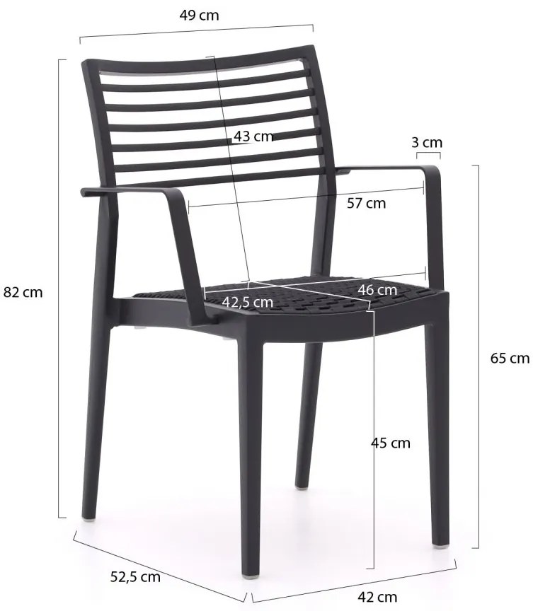 Apple Bee Fiji 90cm dining tuinset 3-delig stapelbaar