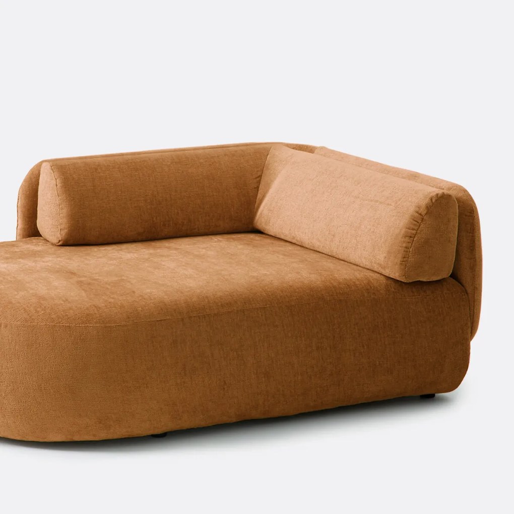 Longchair links, dik fluweel, Méridiano