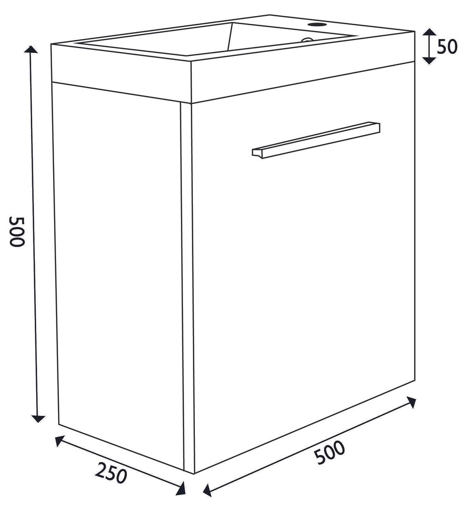 Mueller Emma toiletmeubel hoogglans antraciet 50x25x50cm