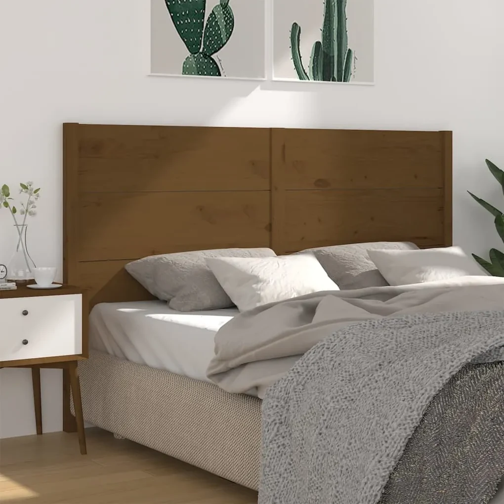 vidaXL Hoofdbord 166x4x100 cm massief grenenhout honingbruin