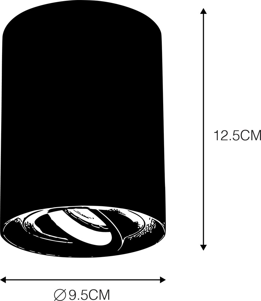 Spot zwart en staal draai- en kantelbaar - Rondoo up