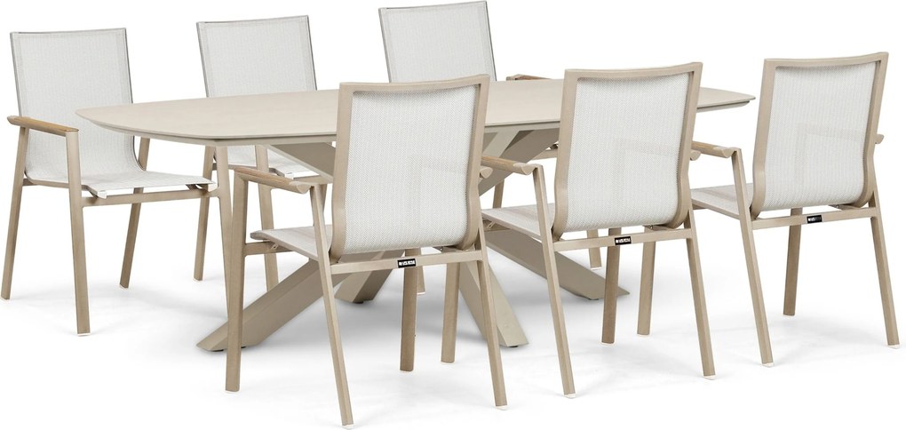 Tuinset 6 personen 240 cm Aluminium Zand/Beige Lifestyle Garden Furniture Fiora/Voyage