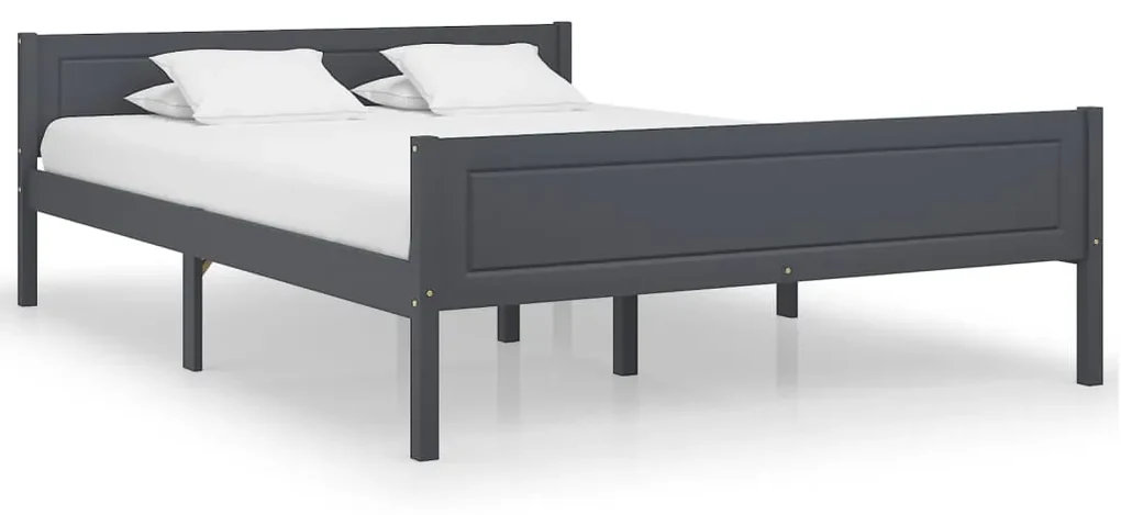 vidaXL Bedframe massief grenenhout grijs 140x200 cm