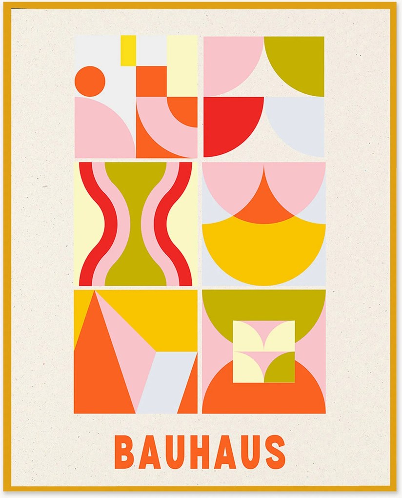 Ingelijste digitale print Bauhaus in oranje