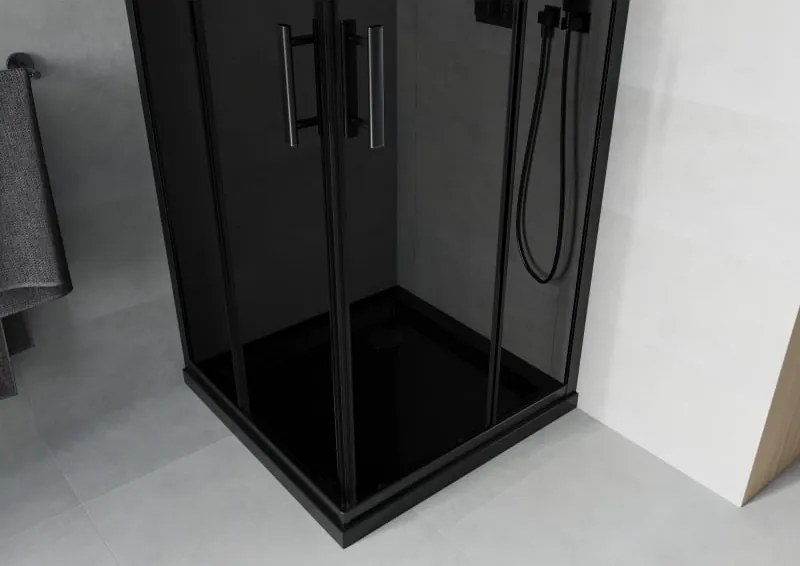 Mexen Rio vierkante douchecabine 80 x 80 cm, grafiet, zwart + Flat douchebak, zwart - 860-080-080-70-40-4070B