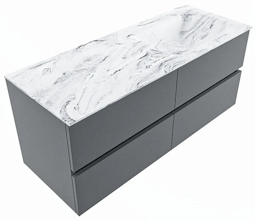 Mondiaz Vica DLux badmeubel 120cm plata 4 lades met wastafel glace rechts 1 kraangat