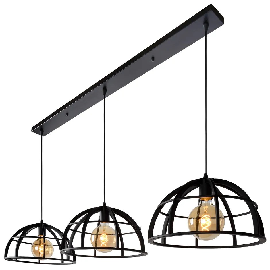 Lucide Dikra hanglamp 150cm 3x E27 zwart