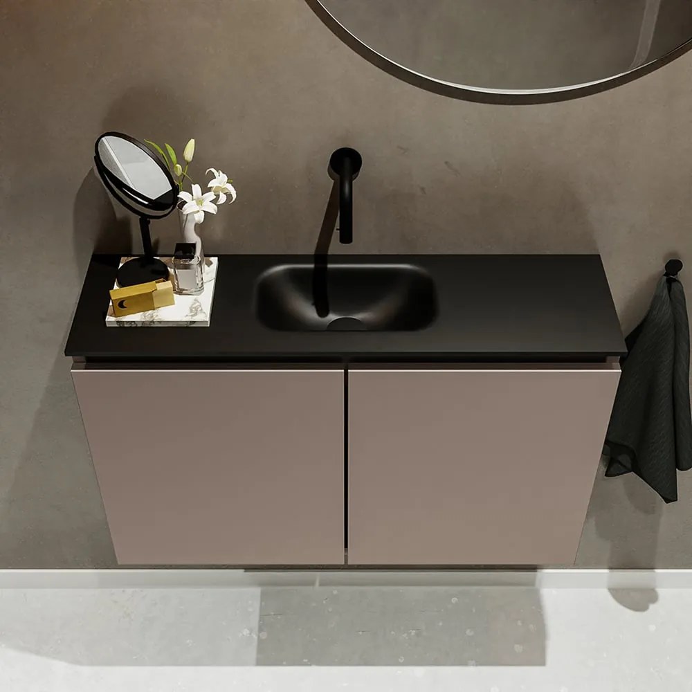 Mondiaz Ture 80cm toiletmeubel smoke met wastafel urban midden geen kraangat