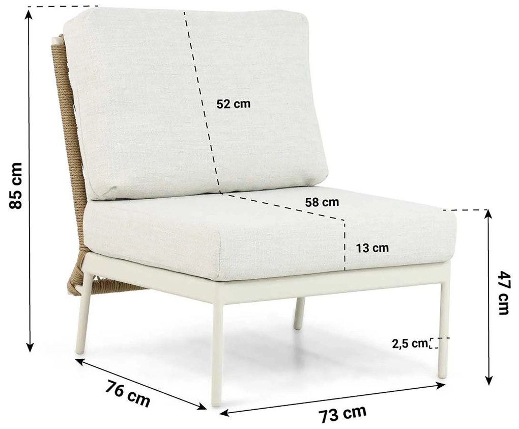 Hoek loungeset 6 personen Aluminium/Wicker Taupe Coco Bali