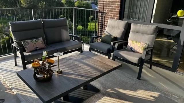 Azoren/Jersey stoel-bank loungeset 4-delig verstelbaar - Antraciet OP=OP