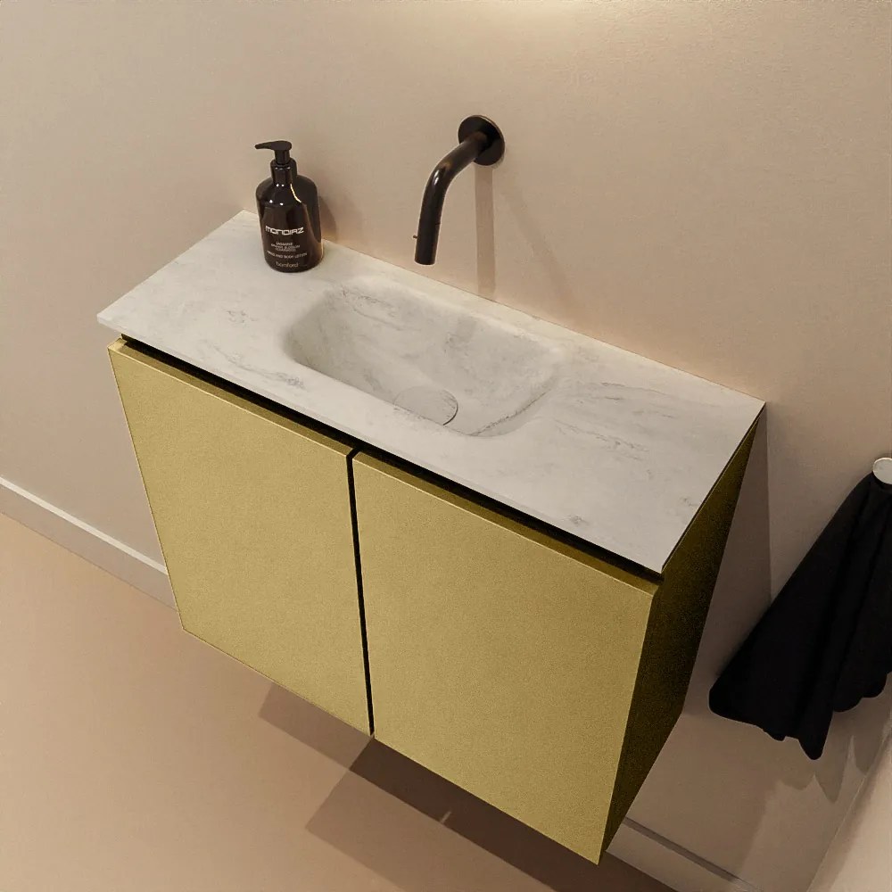 Mondiaz Ture DLux toiletmeubel 60cm oro met wastafel opalo midden zonder kraangat