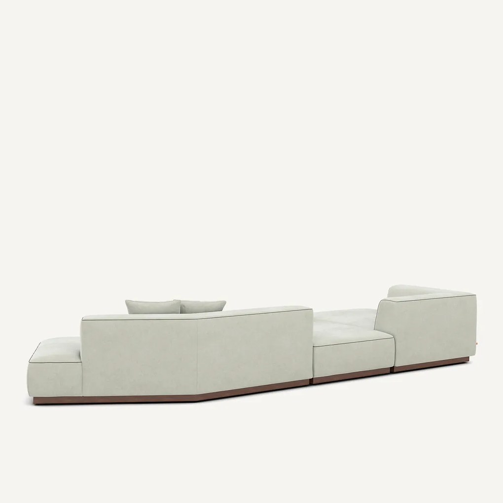 XL linkerhoek met voetsteun in stonewashed fluweel, JACOPO