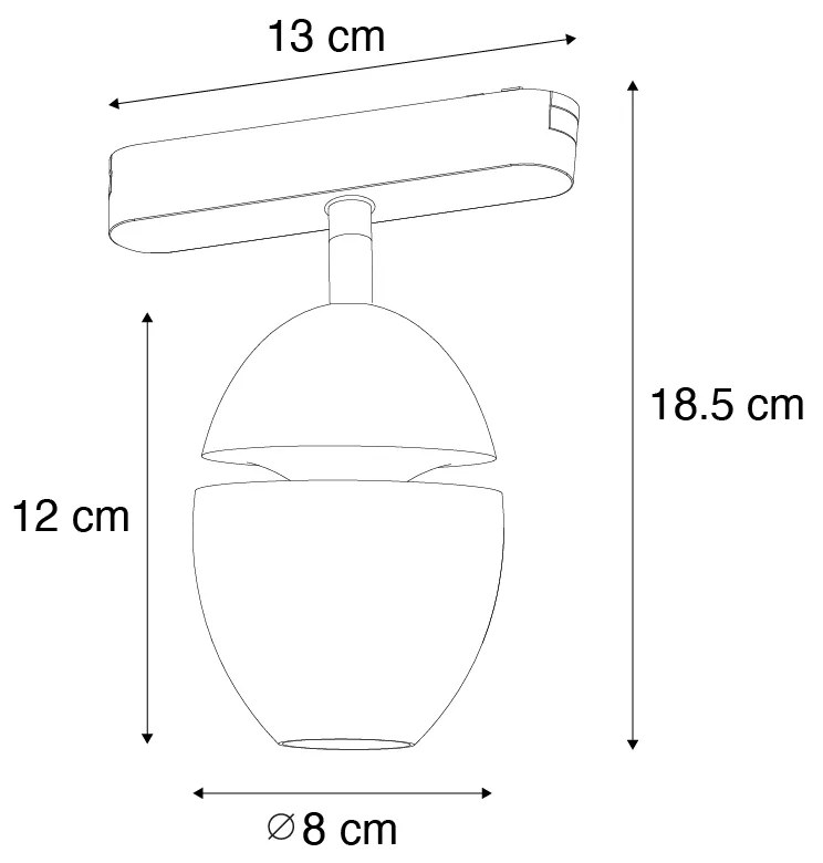 Moderne spot zwart voor railsysteem 1-fase incl. LED - Magnetic Eggy