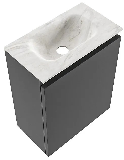 Mondiaz Ture DLux toiletmeubel 40cm dark grey met wastafel ostra midden zonder kraangat