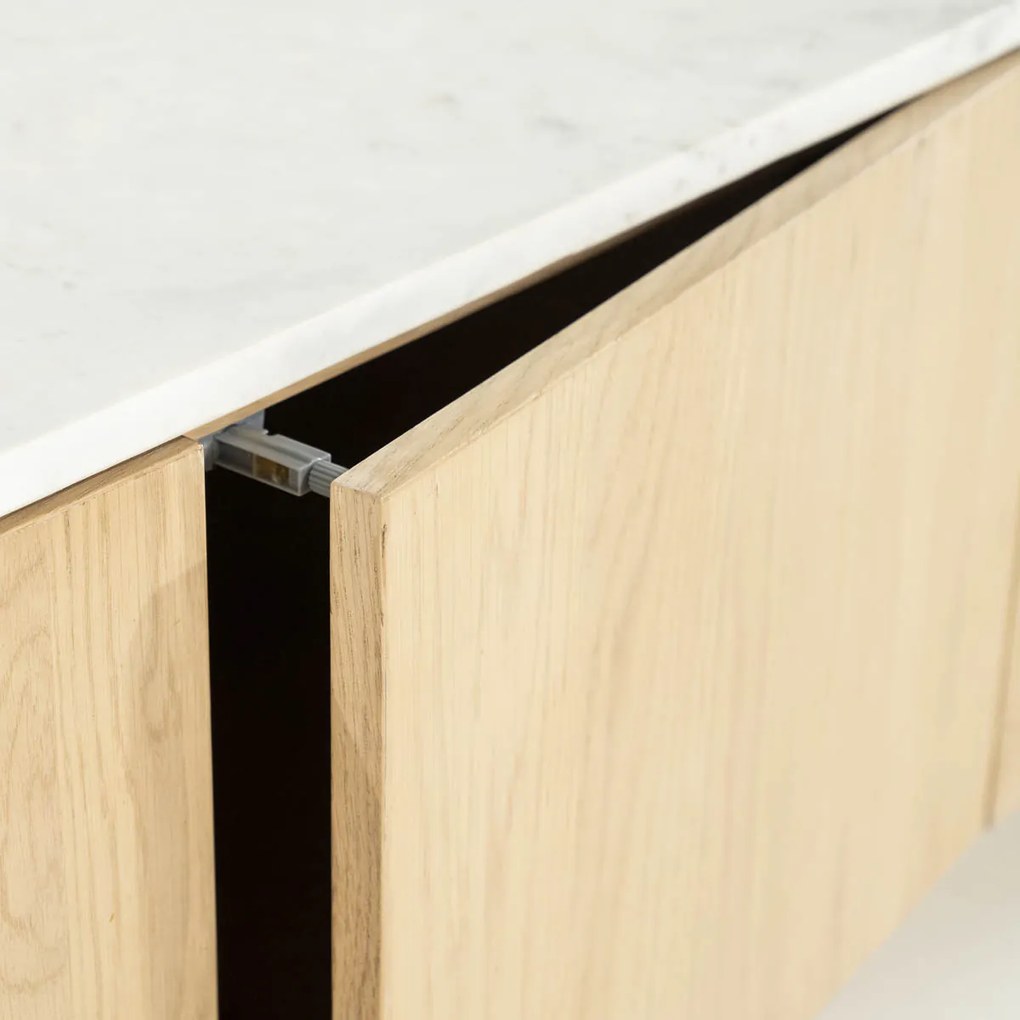 Eleonora Don Tv-meubel Eiken Met Wit Marmer 160 Cm - 165x45x50cm.