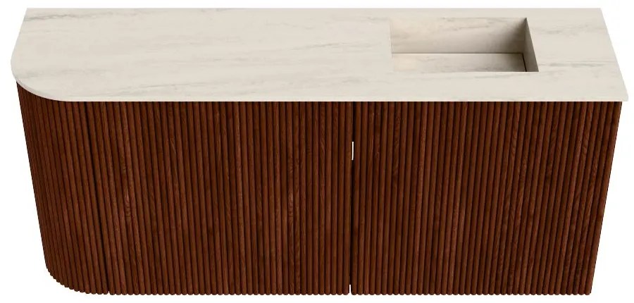 Mondiaz Joya DLux 90cm toiletmeubel ronding links ruby met wastafel faye rechts 1 kraangat meli