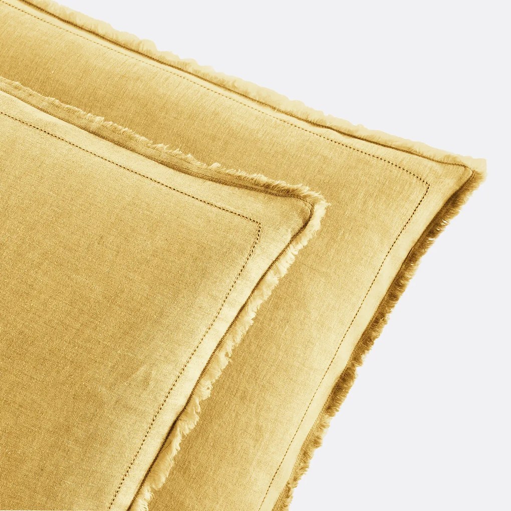 Kussensloop in gewassen linnen, laddersteek, Linot